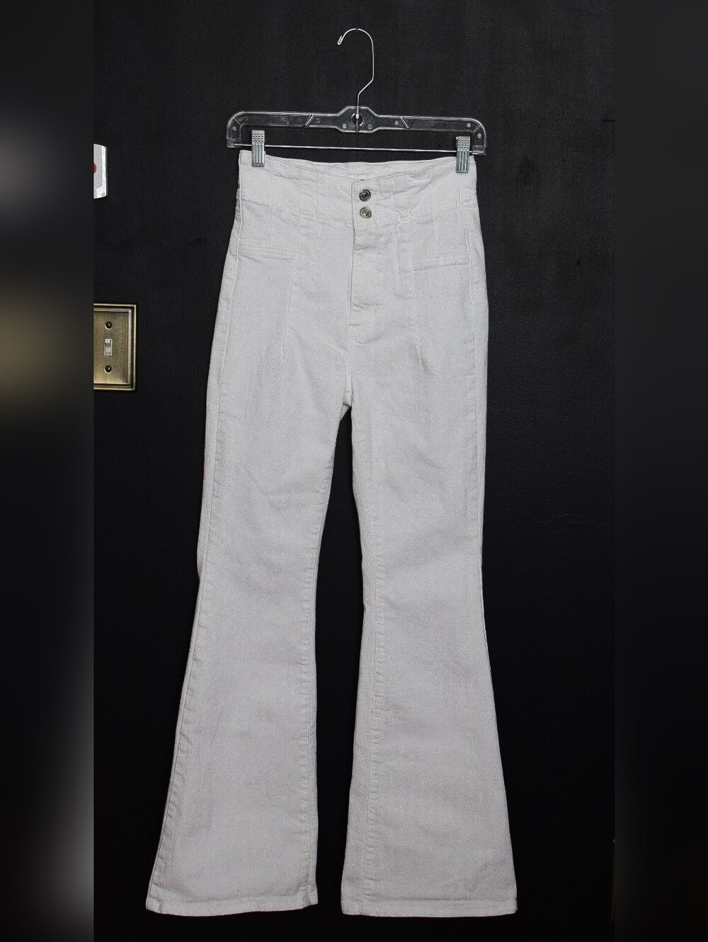 We The Free Jayde Flare Jeans White Denim High Rise Size 27 Boho Western Coastal - Picture 4 of 10